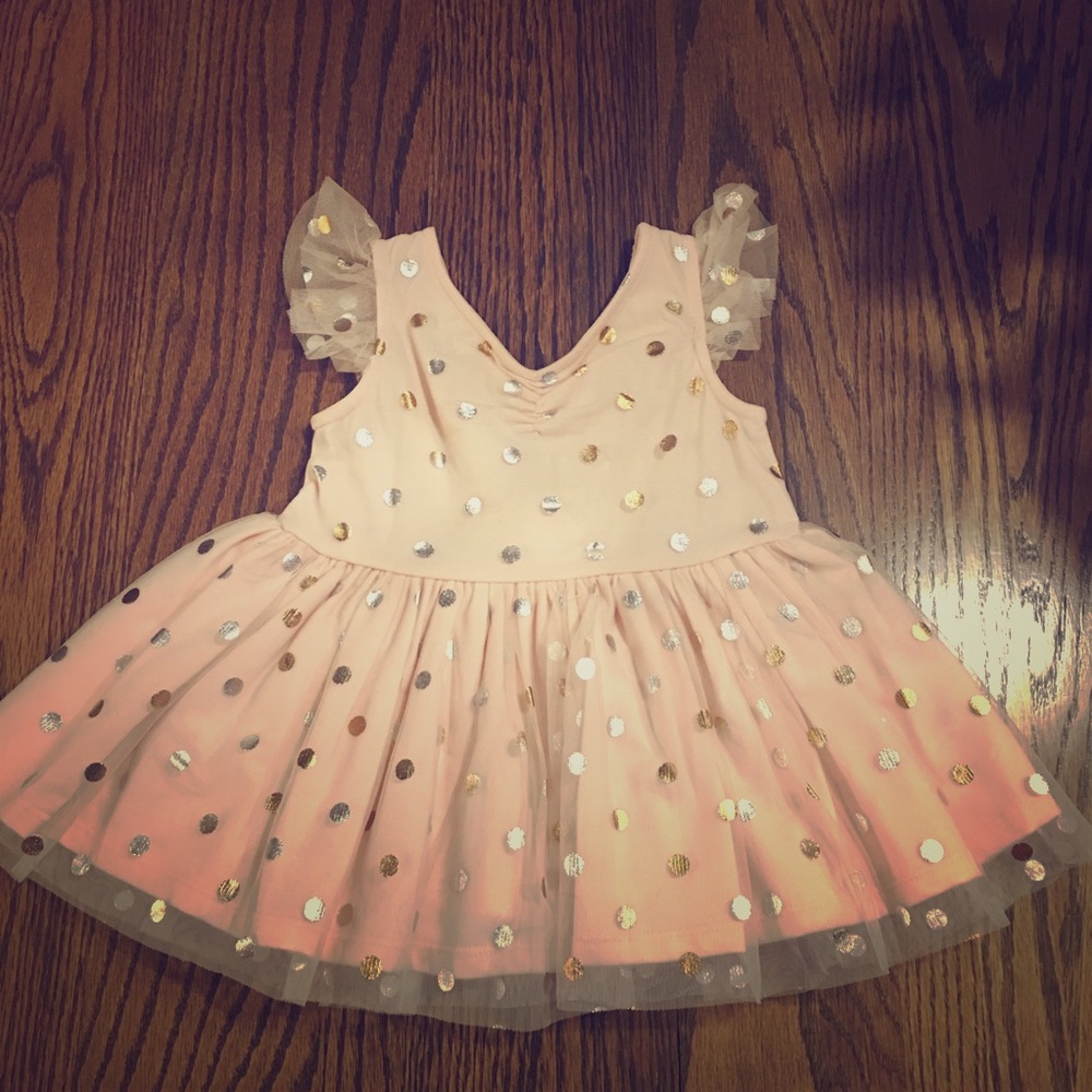 Pink and gold toddler dress.